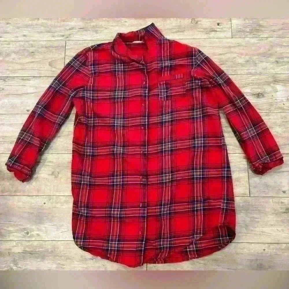 Day dreams duvet days plaid woman’s sleep gown/shirt size 14